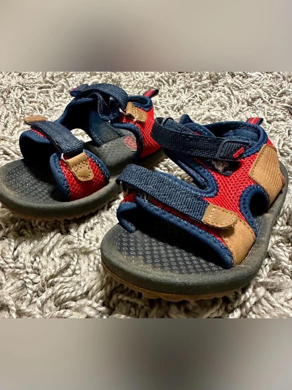 OshKosh B'gosh Navy and Red Kids Velcro Sport Sandals